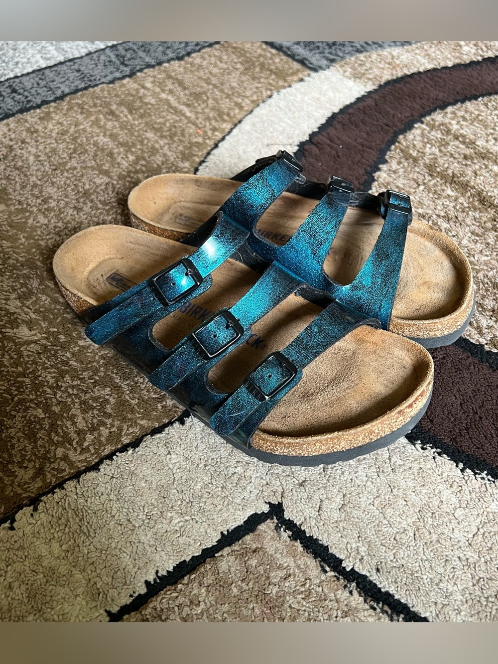 Women’s Birkenstock Soft Footbed Florida Triple Strap Sandals Size US 6